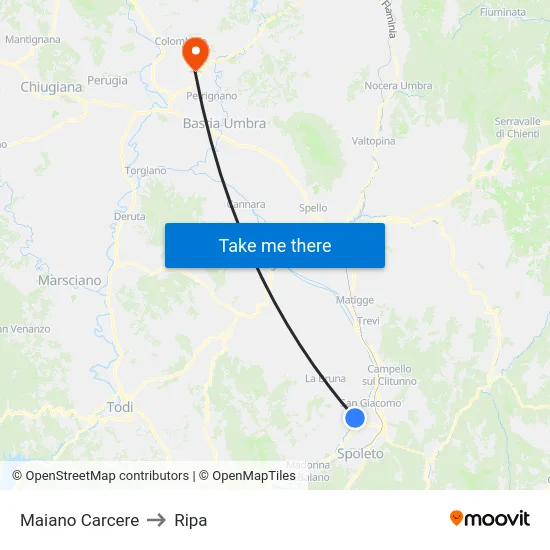 Maiano Carcere to Ripa map