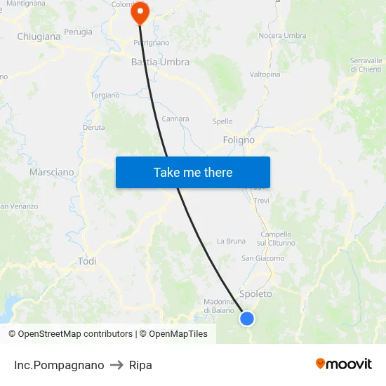 Pompagnano Junction to Ripa map