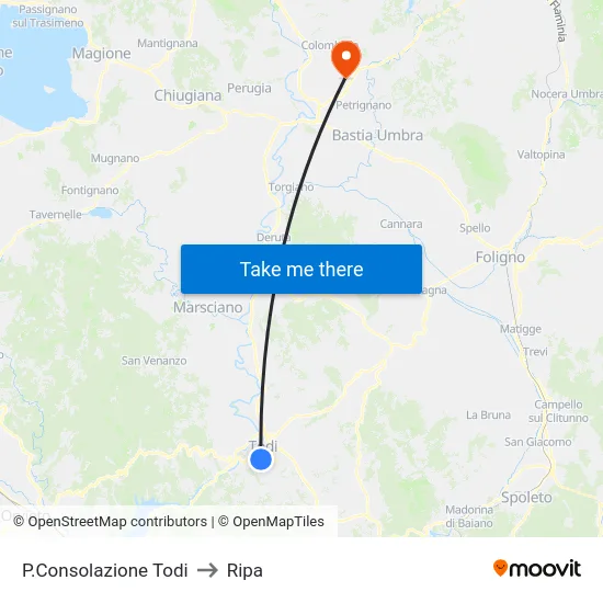 P.Consolazione Todi to Ripa map