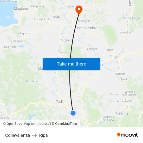 Collevalenza to Ripa map