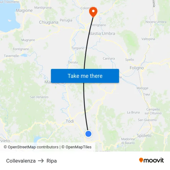 Collevalenza to Ripa map