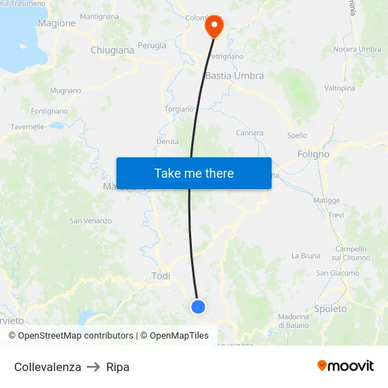 Collevalenza to Ripa map