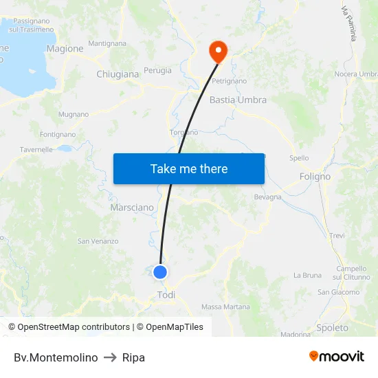 Montemolino Junction to Ripa map