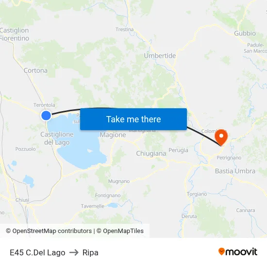 E45 Lake to Ripa map