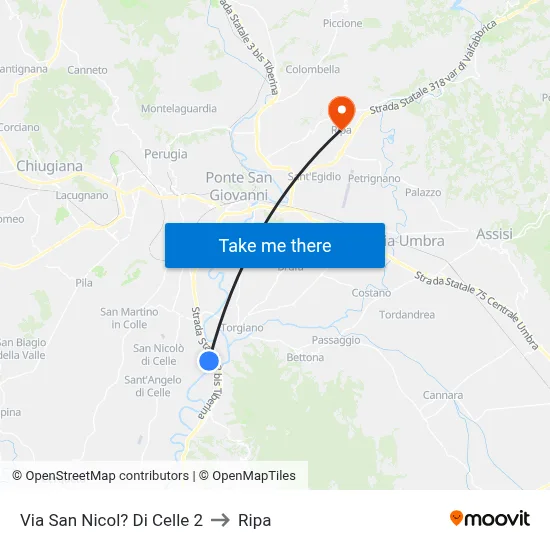 Via San Nicolo Di Celle 2 to Ripa map