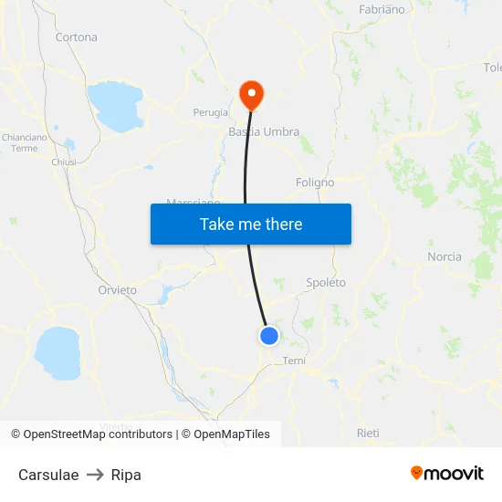 Carsulae to Ripa map