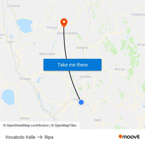 Vocabolo Valle to Ripa map