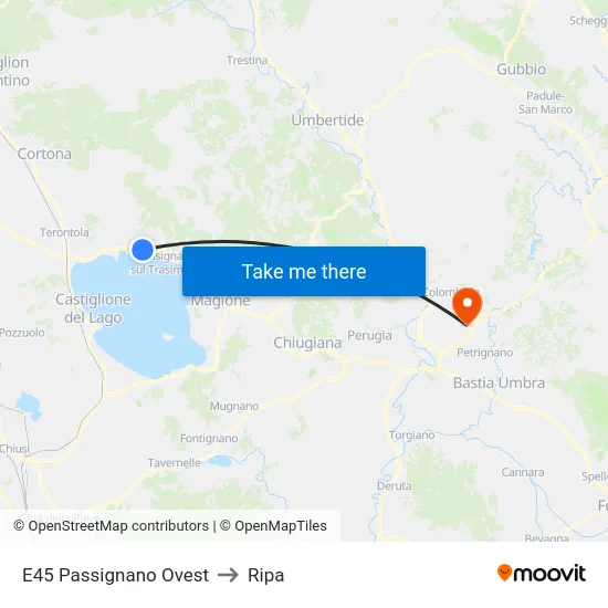 E45 Passignano Ovest to Ripa map