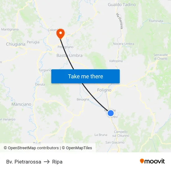 Pietrarossa Junction to Ripa map