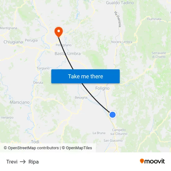 Trevi to Ripa map