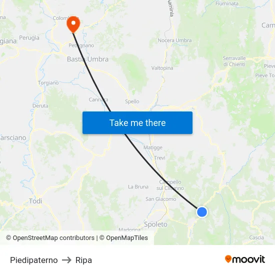 Piedipaterno to Ripa map