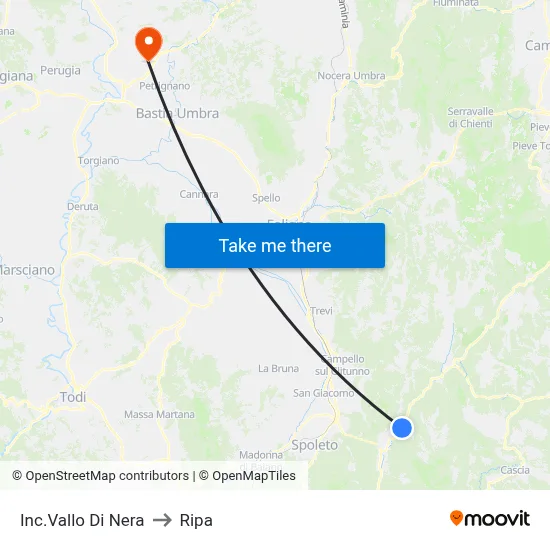 Vallo Di Nera Junction to Ripa map