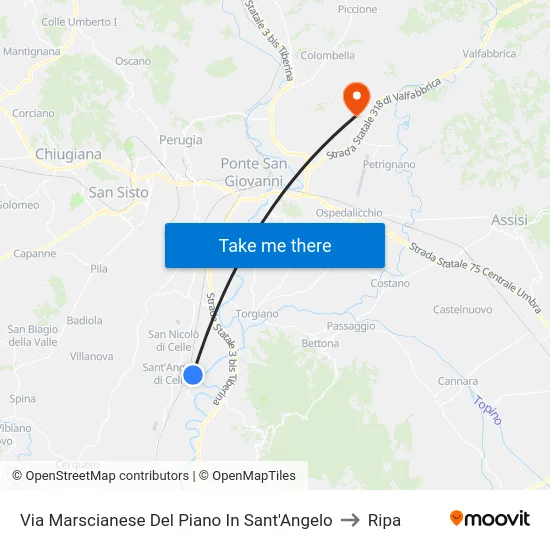 Via Marscianese Del Piano In Sant'Angelo to Ripa map