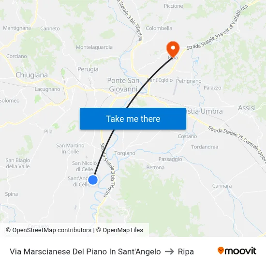 Marscianese Del Piano Road in Sant'Angelo to Ripa map