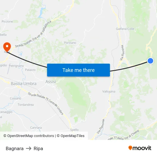 Bagnara to Ripa map