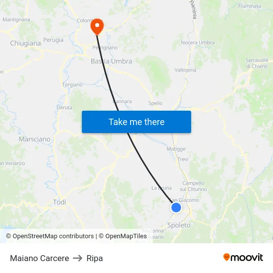 Maiano Carcere to Ripa map