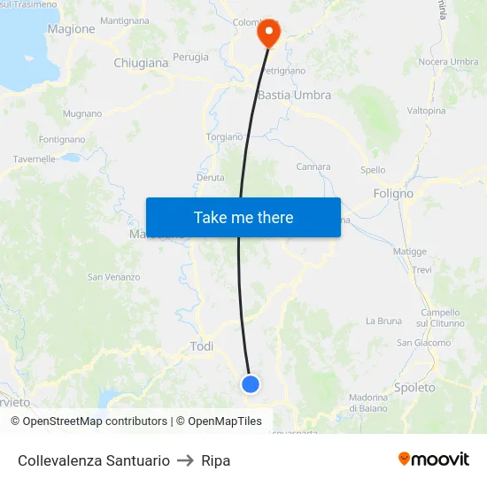 Collevalenza Santuario to Ripa map