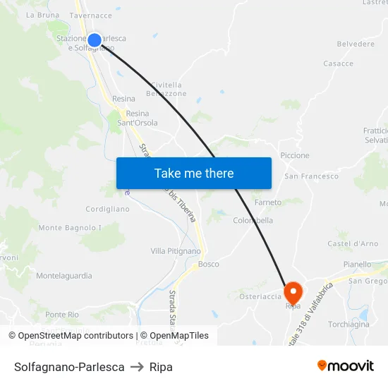 Solfagnano-Parlesca to Ripa map