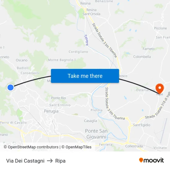 Via Dei Castagni to Ripa map
