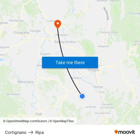 Cortignano to Ripa map