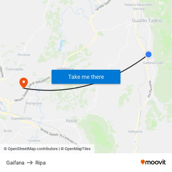 Gaifana to Ripa map