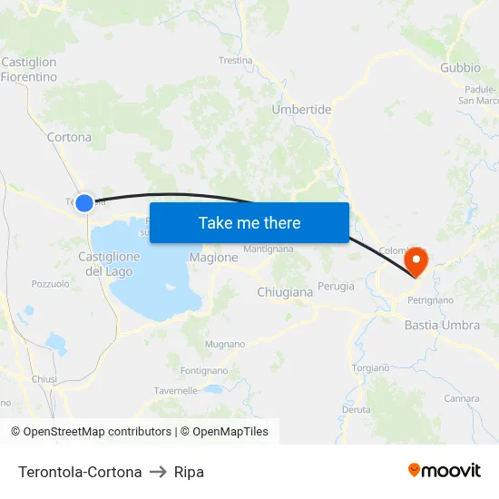 Terontola-Cortona to Ripa map