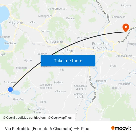 Via Pietrafitta (Fermata A Chiamata) to Ripa map