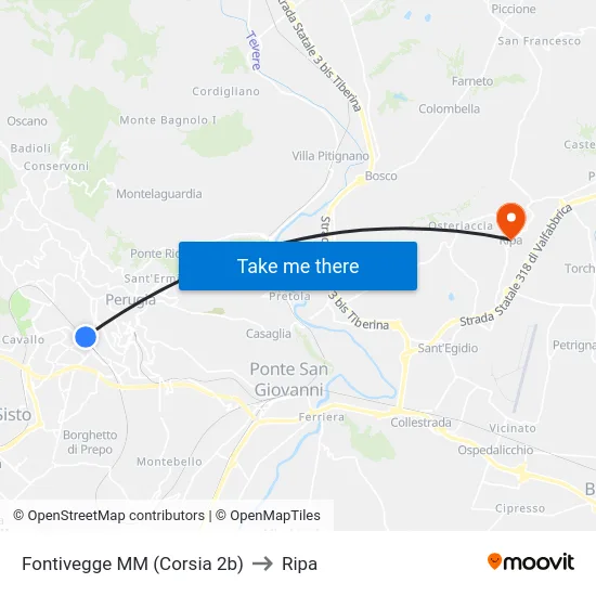 Fontivegge M​M (Corsia 2b) to Ripa map