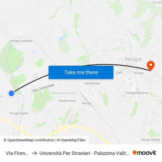 Via Firenze to Università Per Stranieri - Palazzina Valitutti map
