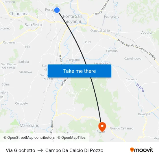 Via Giochetto to Pozzo Soccer Field map