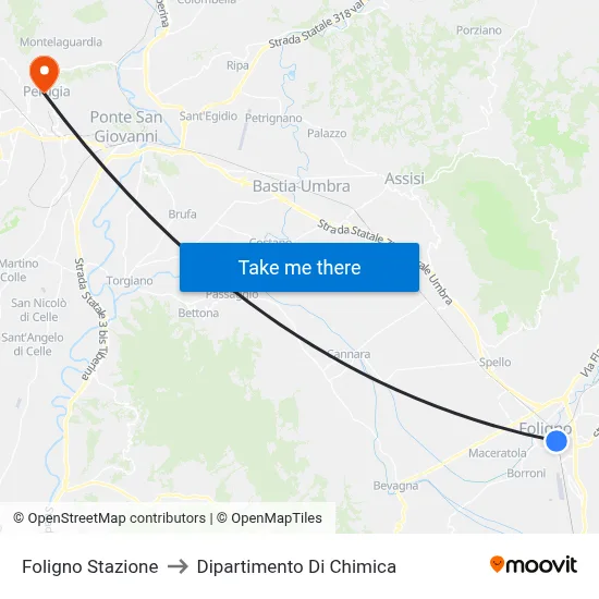 Foligno Station to Chemistry Department map