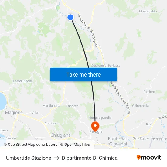 Umbertide Station to Chemistry Department map