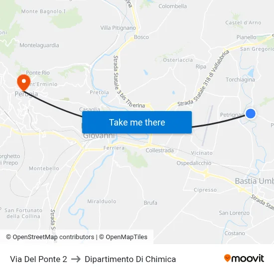 Via Del Ponte 2 to Dipartimento Di Chimica map