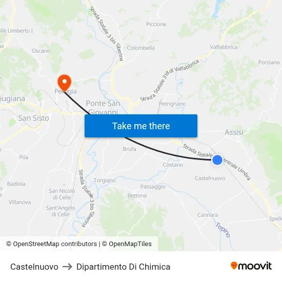 Castelnuovo to Dipartimento Di Chimica map