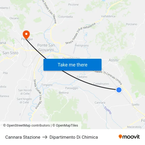 Cannara Stazione to Dipartimento Di Chimica map