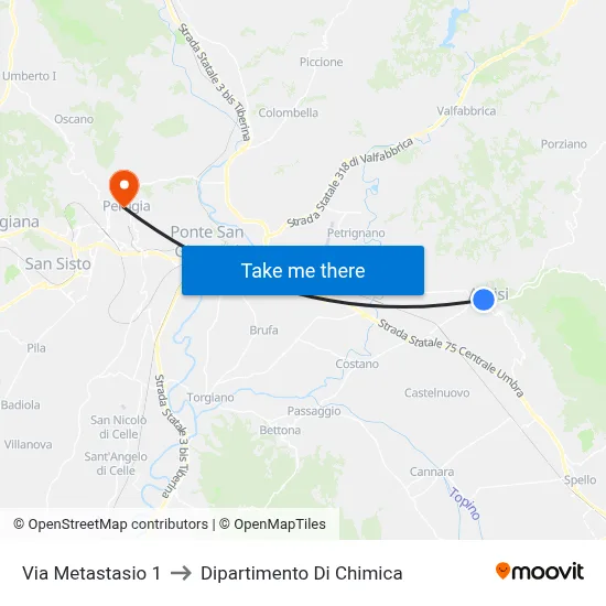 Metastasio Street 1 to Chemistry Department map
