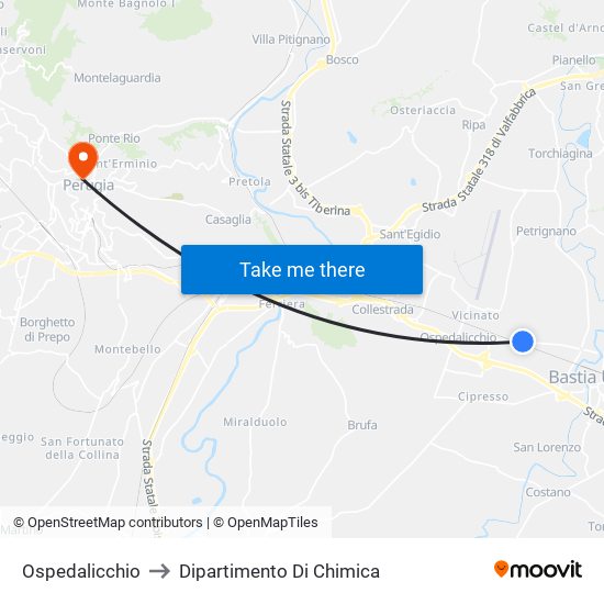 Ospedalicchio to Dipartimento Di Chimica map