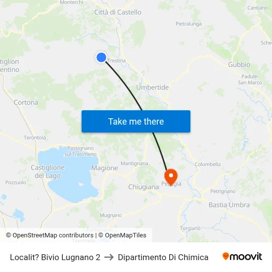 Lugnano Junction 2 to Chemistry Department map
