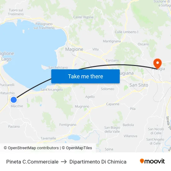 Pineta Shopping Center to Chemistry Department map