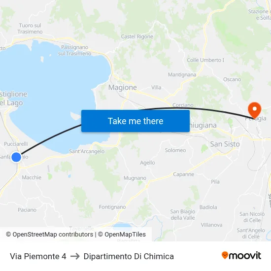 Via Piemonte 4 to Chemistry Department map