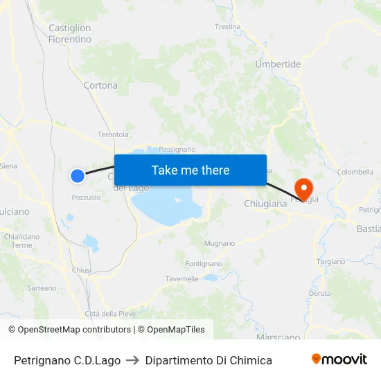 Petrignano C.D.Lago to Dipartimento Di Chimica map