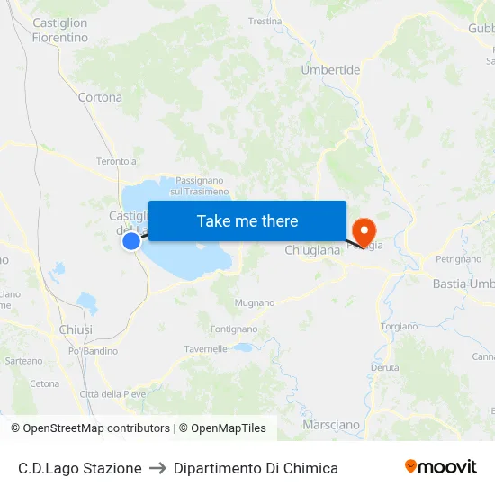 Castiglione del Lago Station to Chemistry Department map