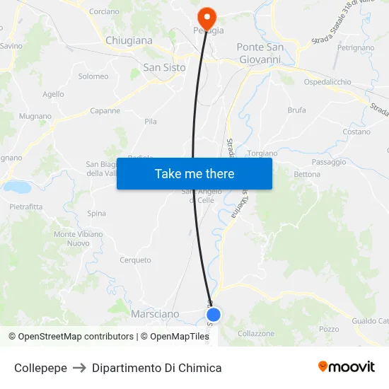 Collepepe to Dipartimento Di Chimica map