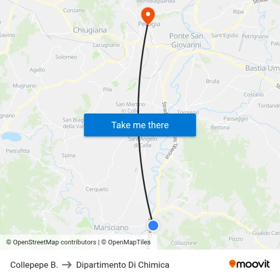 Collepepe Borgo to Chemistry Department map