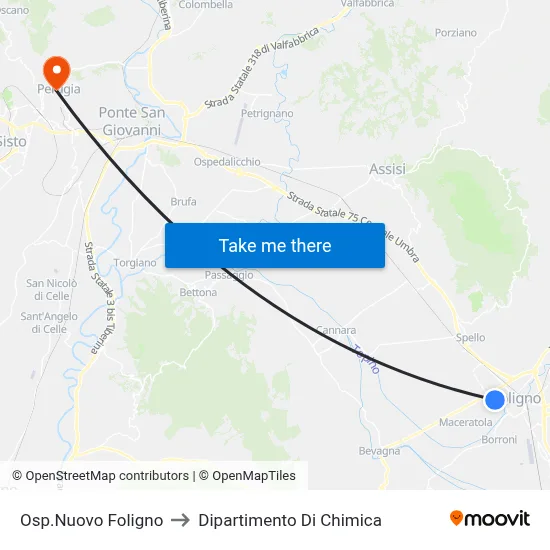 Osp.Nuovo Foligno to Dipartimento Di Chimica map