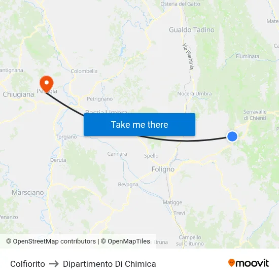 Colfiorito to Chemistry Department map