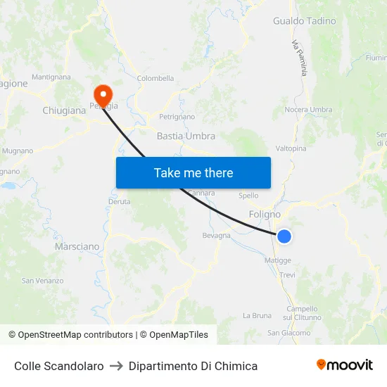 Colle Scandolaro to Chemistry Department map