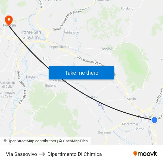 Via Sassovivo to Chemistry Department map