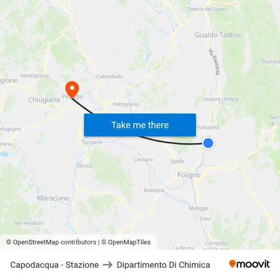 Capodacqua - Stazione to Dipartimento Di Chimica map
