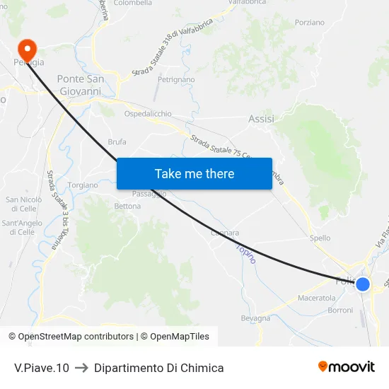 V.Piave.10 to Dipartimento Di Chimica map